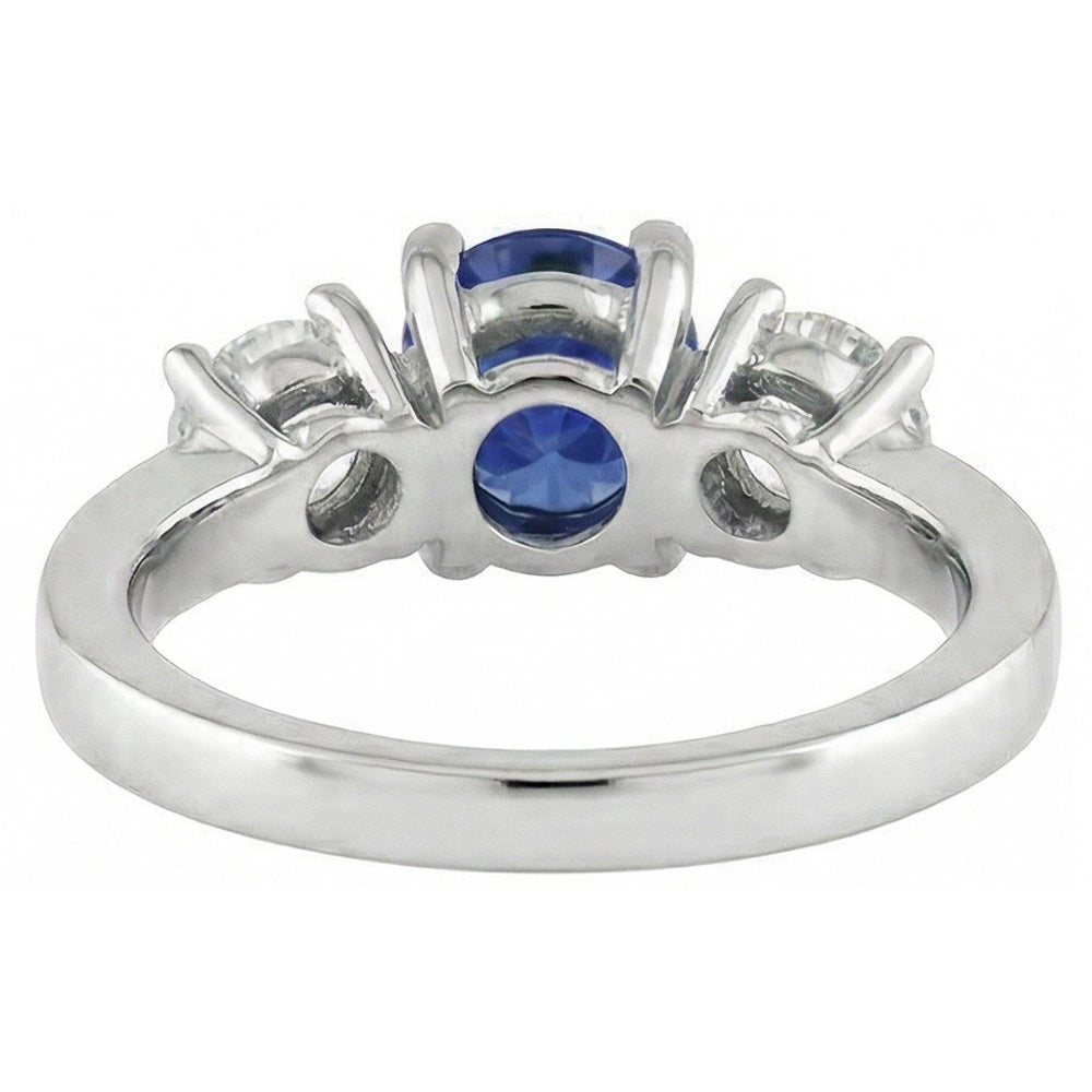 natural round sapphire 2.50ct ring profile view