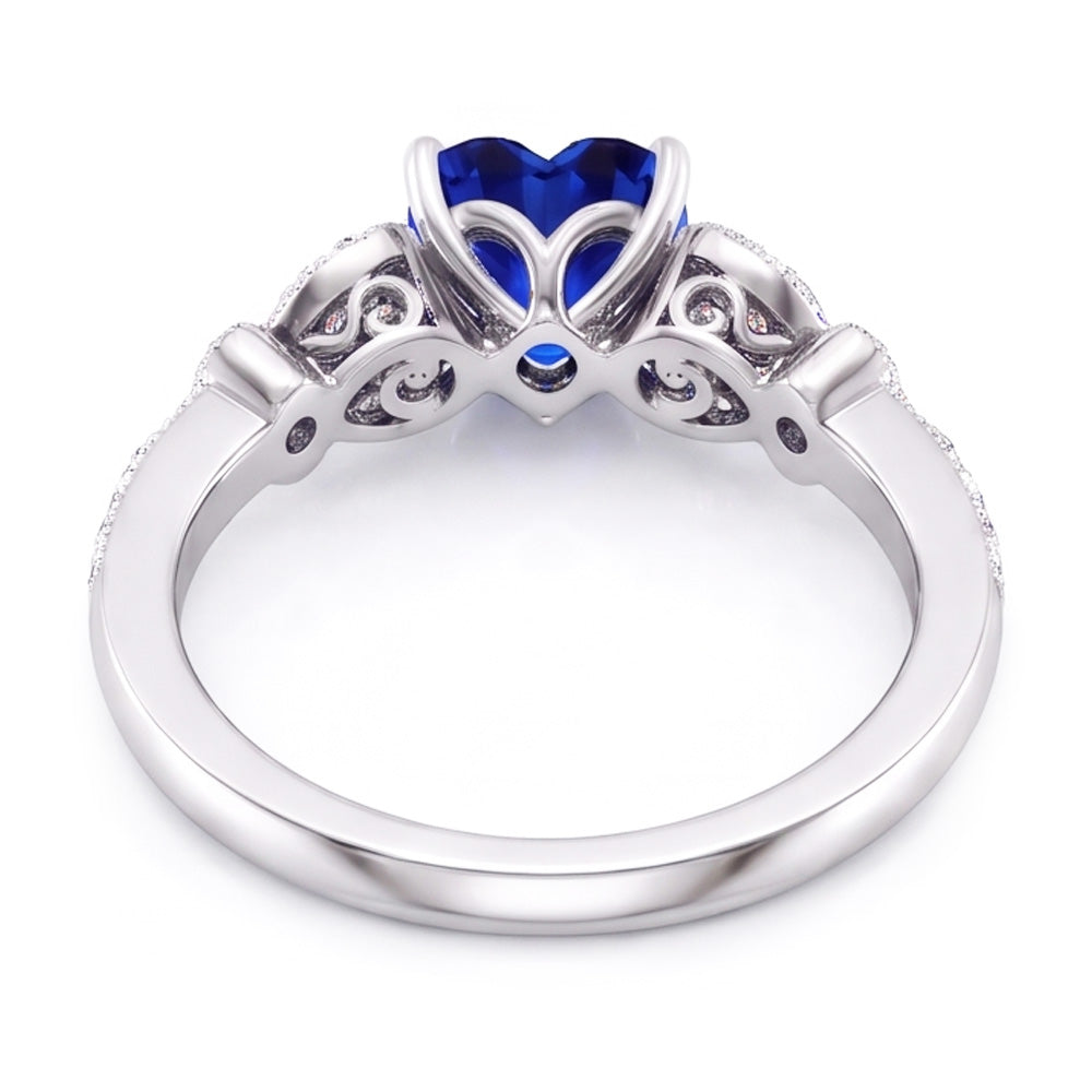 Natural Sapphire Ring 2.50ct - White Gold 14K