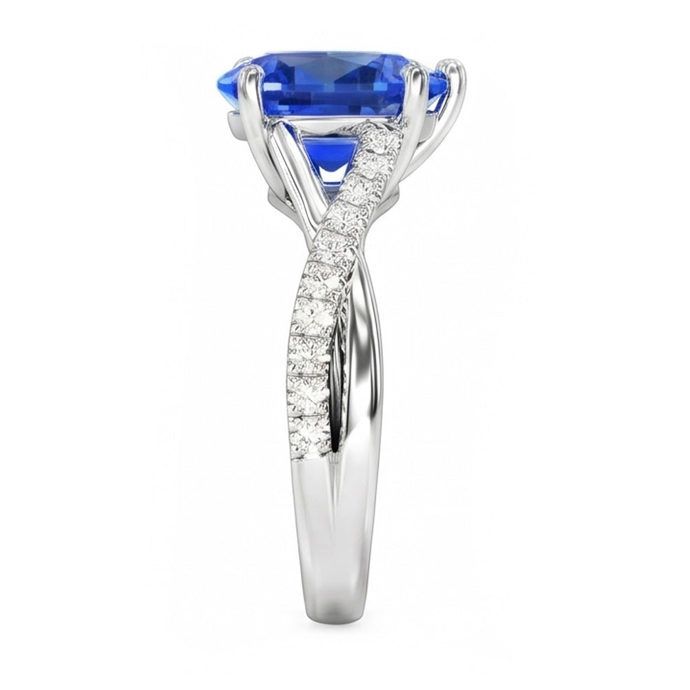 Natural Sapphire Ring 2.50ct - White Gold 14K