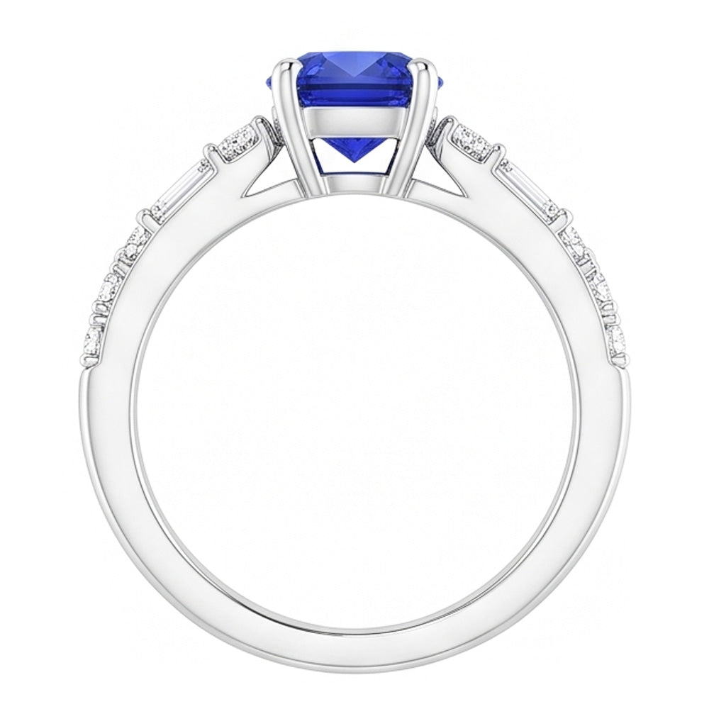 Natural Sapphire Ring 2.50ct - White Gold 14K