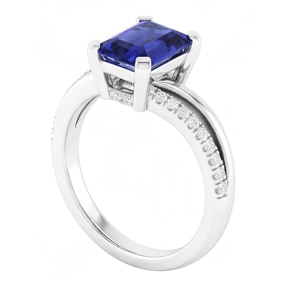 Natural Sapphire Ring 2.50ct - White Gold 14K