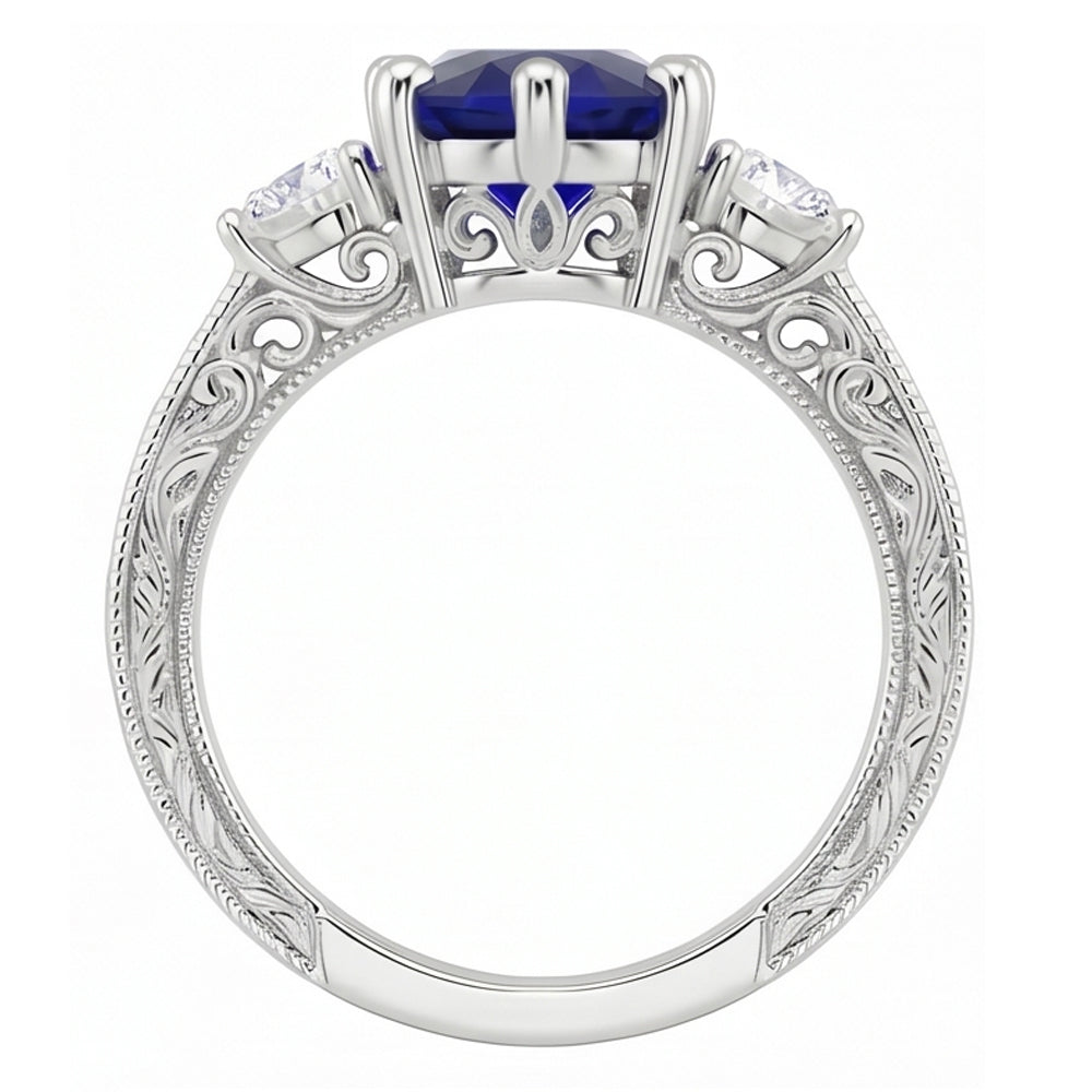 Natural Sapphire Ring 2.50ct - White Gold 14K