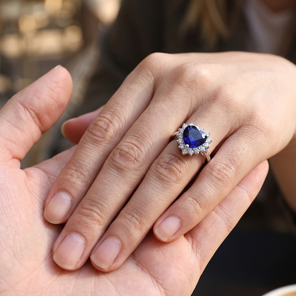 Natural Sapphire Ring 2.50ct - White Gold 14K