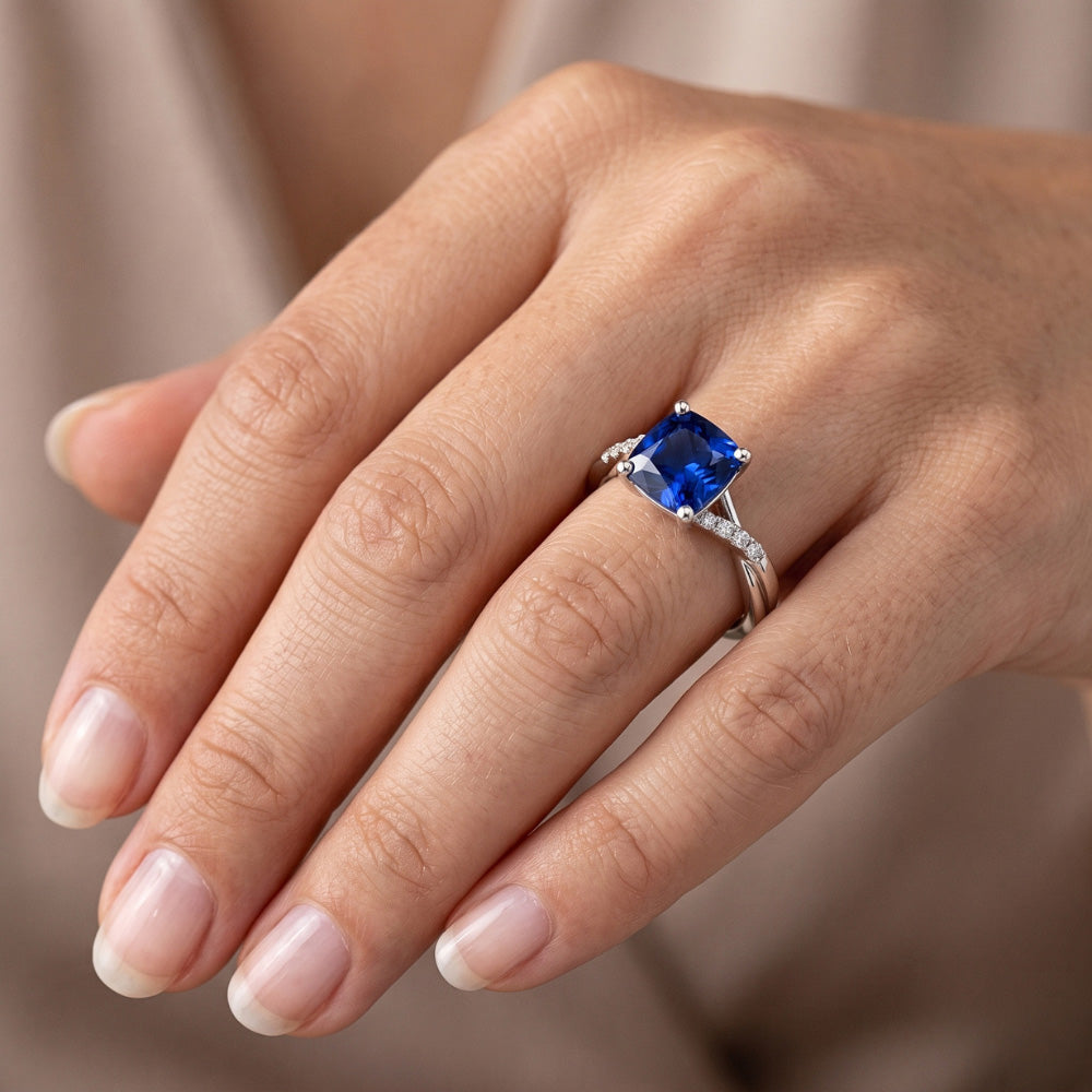 Natural Sapphire Ring 2.50ct - White Gold 14K