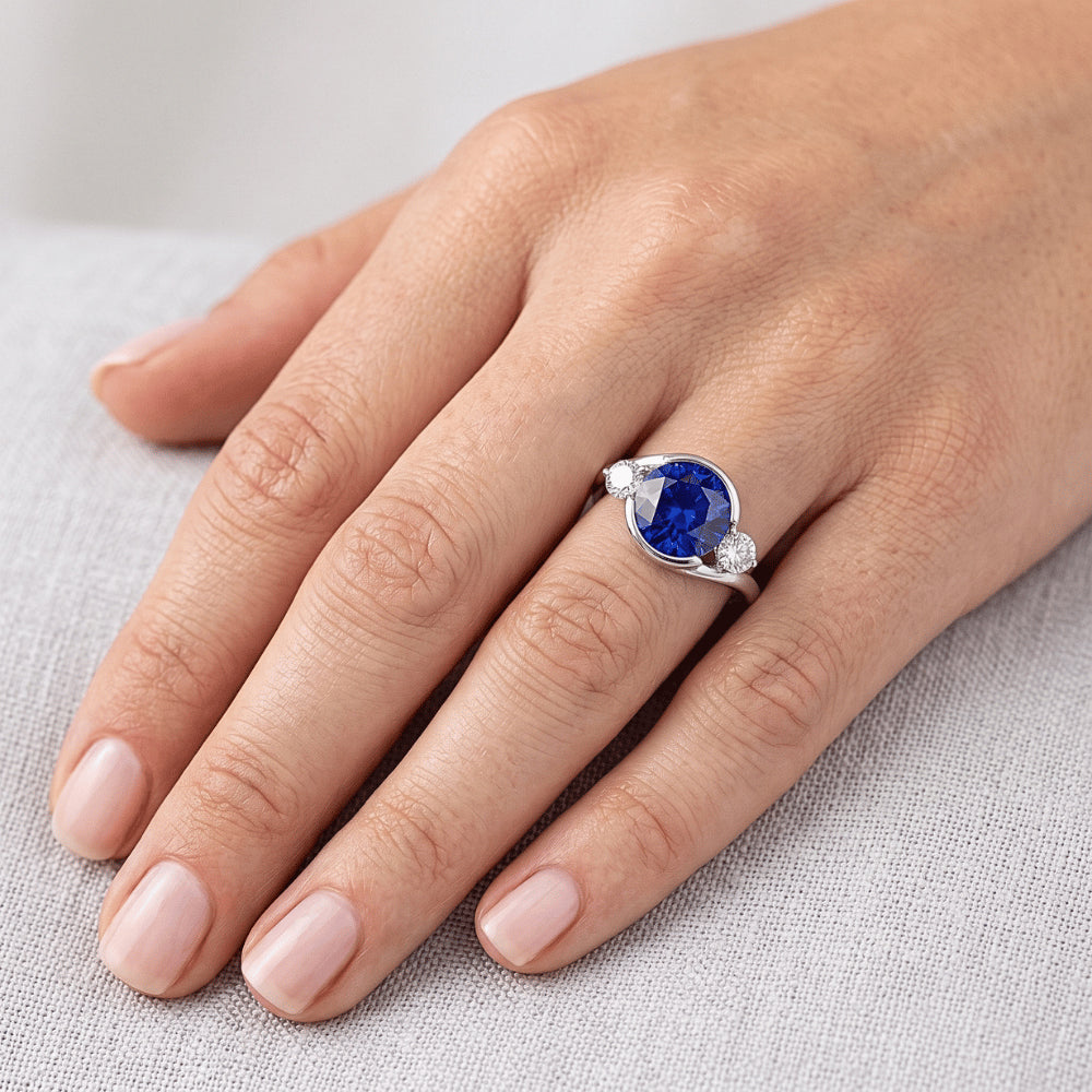 Natural Sapphire Ring 2.50ct - White Gold 14K