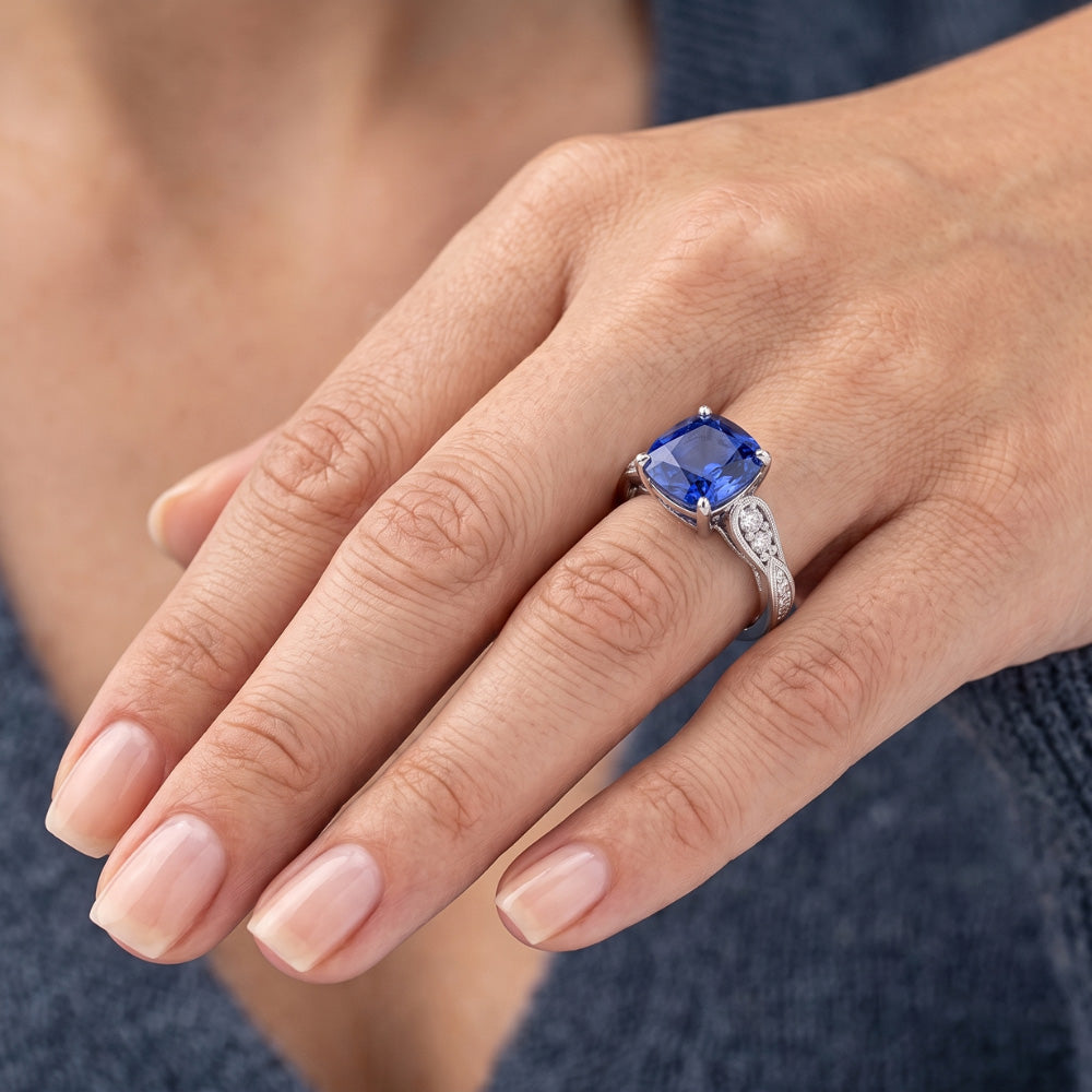 Natural Sapphire Ring 2.50ct - White Gold 14K