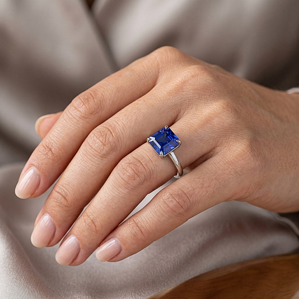 Natural Sapphire Ring 2.50ct - White Gold 14K