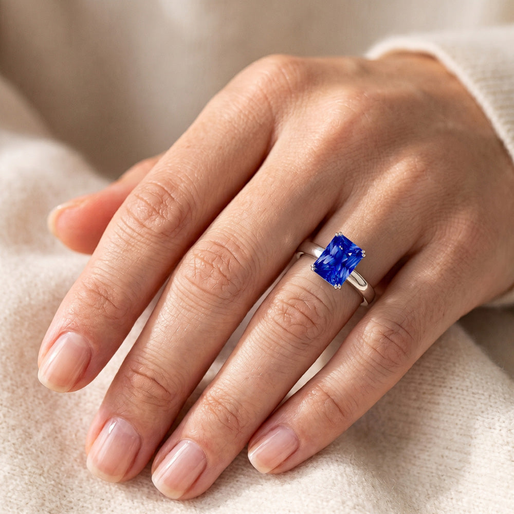 Natural Sapphire Ring 2.50ct - White Gold 14K