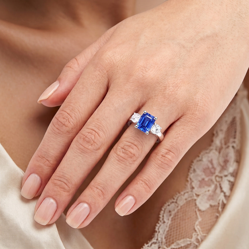 Natural Sapphire Ring 2.50ct - White Gold 14K