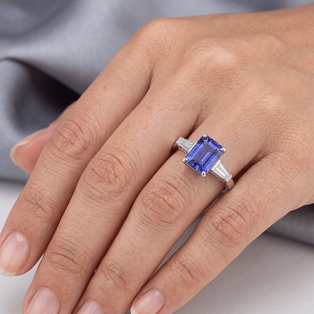 Natural Sapphire Ring 2.50ct - White Gold 14K