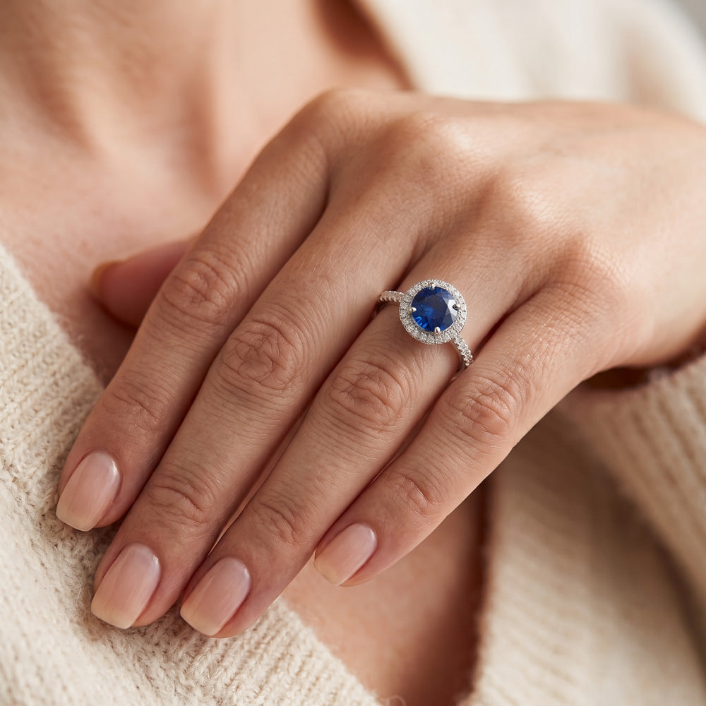 Natural Sapphire Ring 2.50ct - White Gold 14K