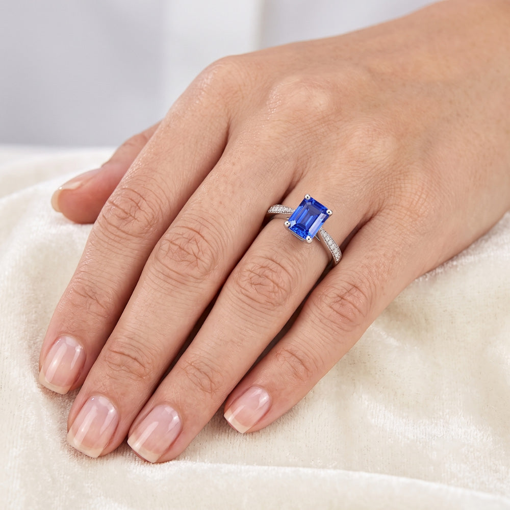 Natural Sapphire Ring 2.50ct - White Gold 14K