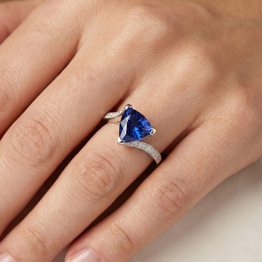 Natural Sapphire Ring 2.50ct - White Gold 14K