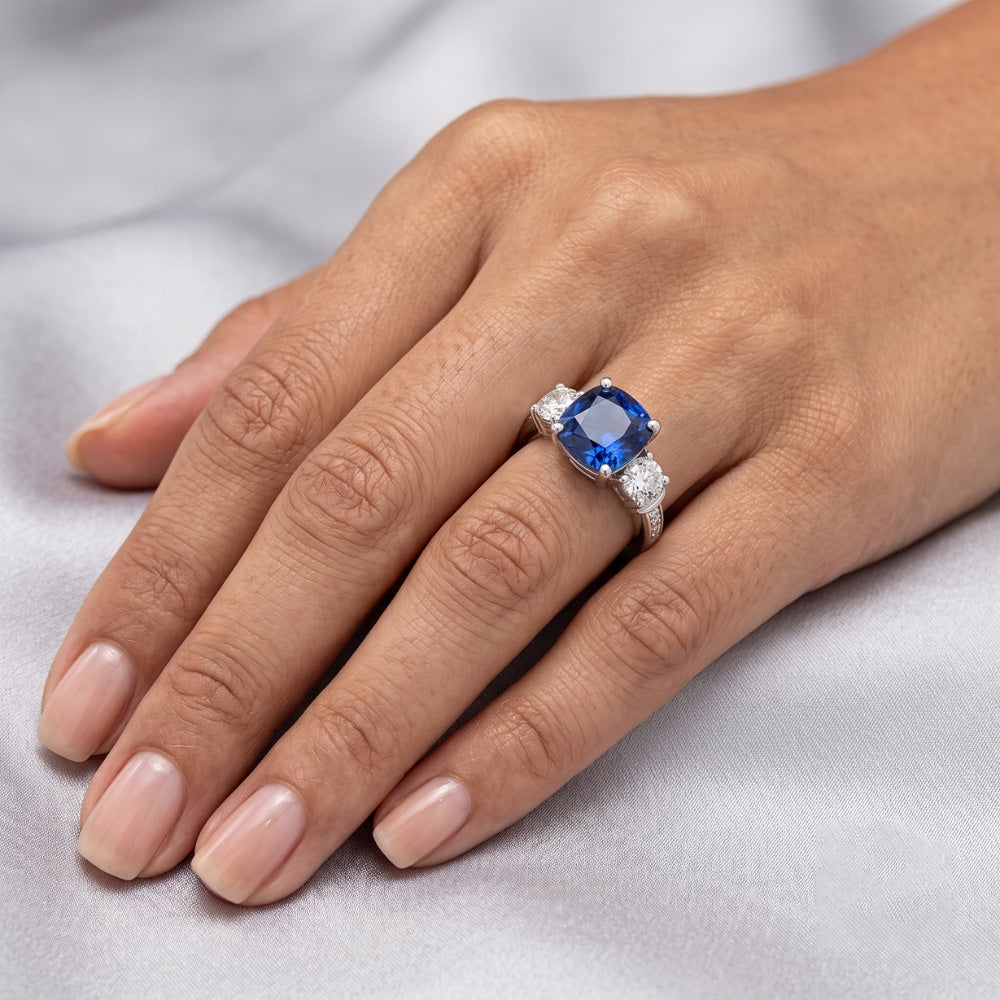 Natural Sapphire Ring 2.50ct - White Gold 14K