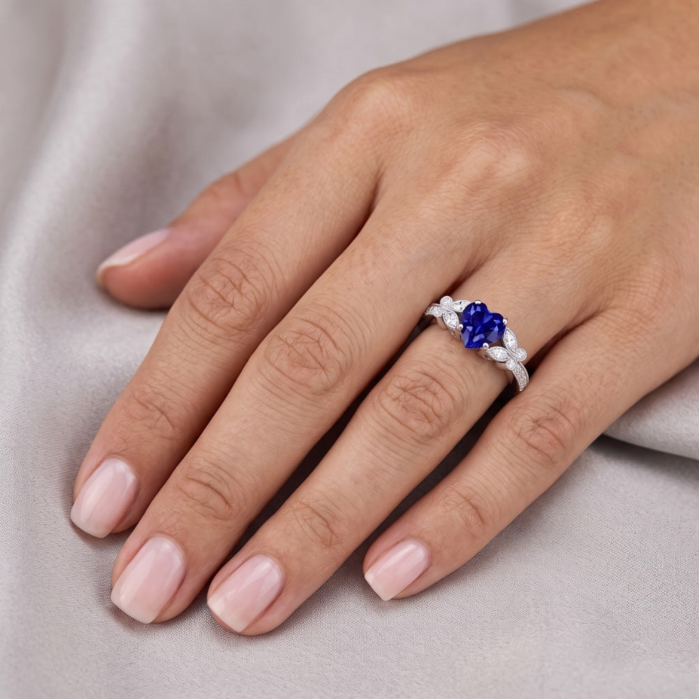 Natural Sapphire Ring 2.50ct - White Gold 14K