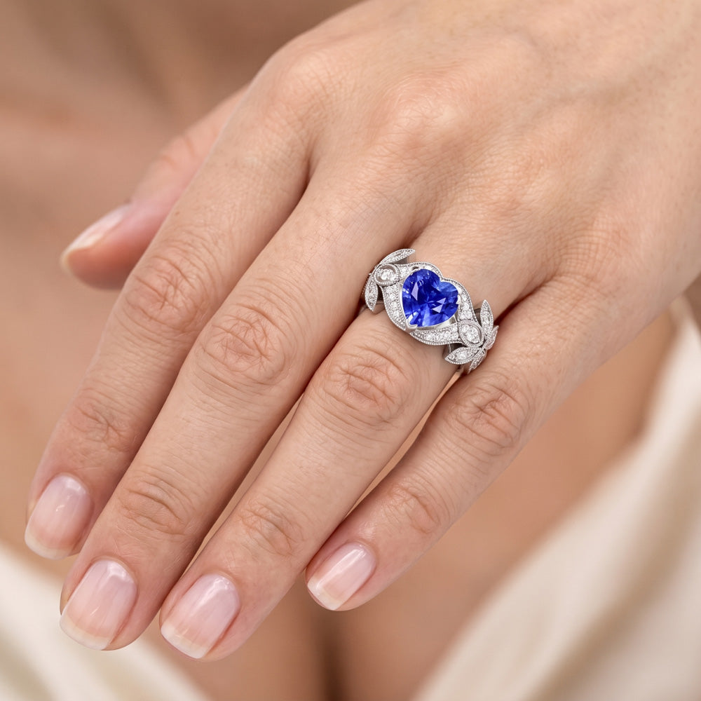 Natural Sapphire Ring 2.50ct - White Gold 14K