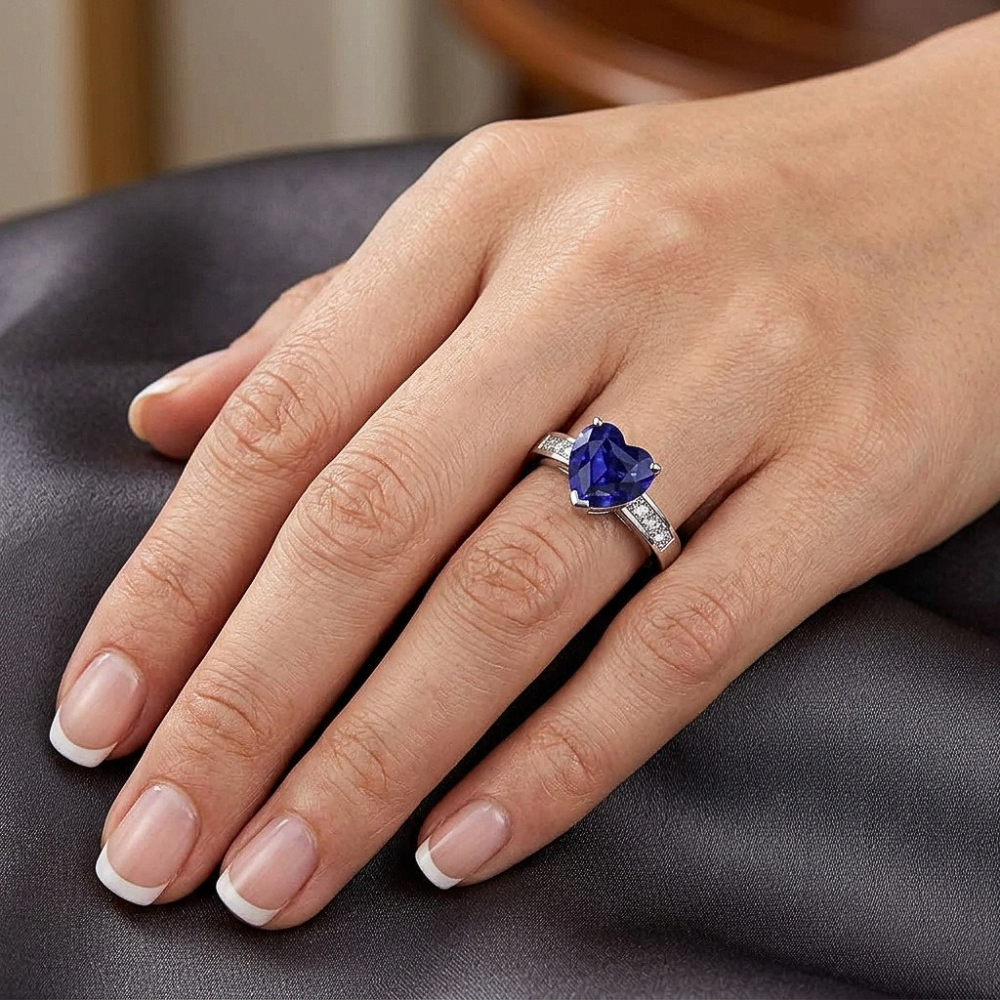 Natural Sapphire Ring 2.50ct - White Gold 14K