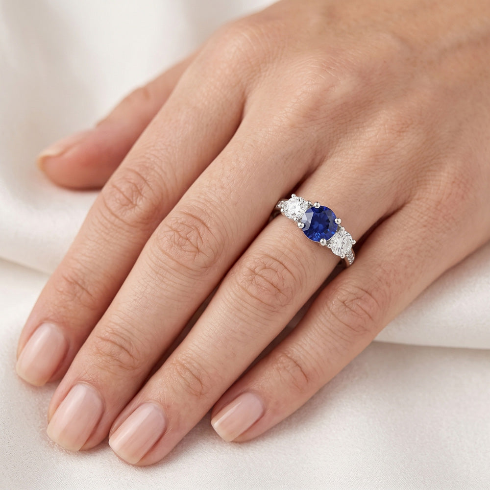 Natural Sapphire Ring 2.50ct - White Gold 14K