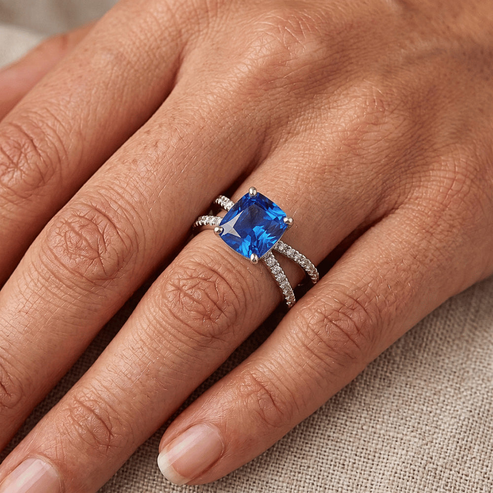 Natural Sapphire Ring 2.50ct - White Gold 14K