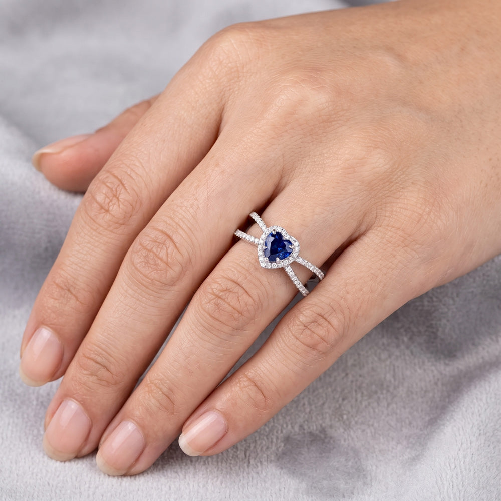 Natural Sapphire Ring 2.50ct - White Gold 14K