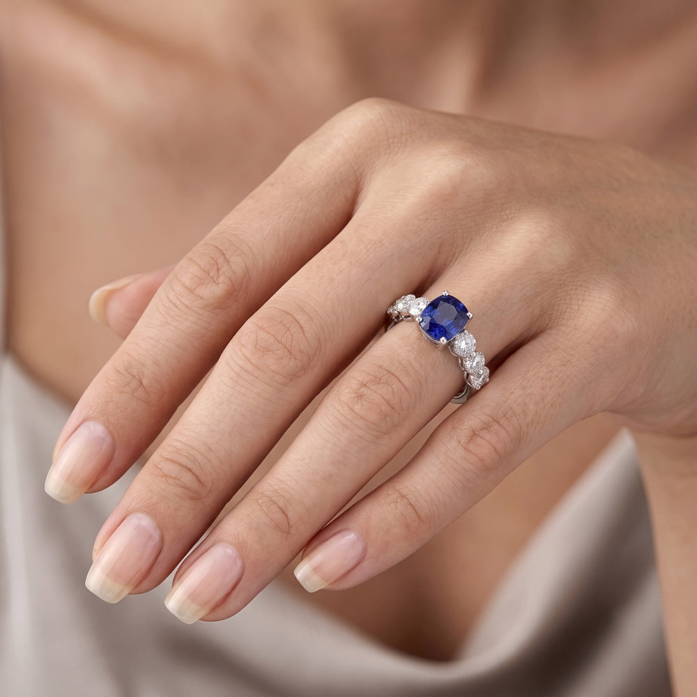 Natural Sapphire Ring 2.50ct - White Gold 14K