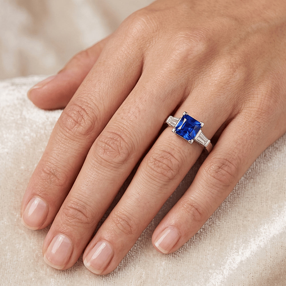 Natural Sapphire Ring 2.50ct - White Gold 14K