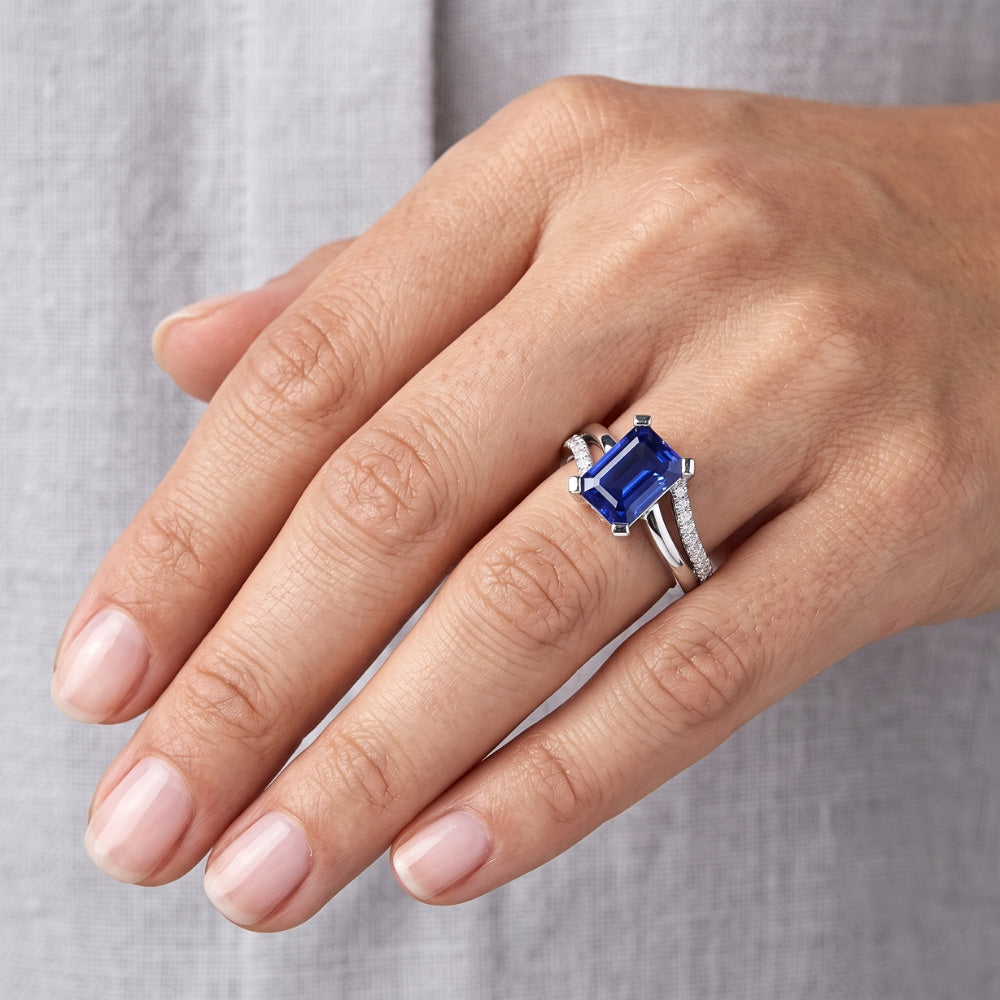 Natural Sapphire Ring 2.50ct - White Gold 14K