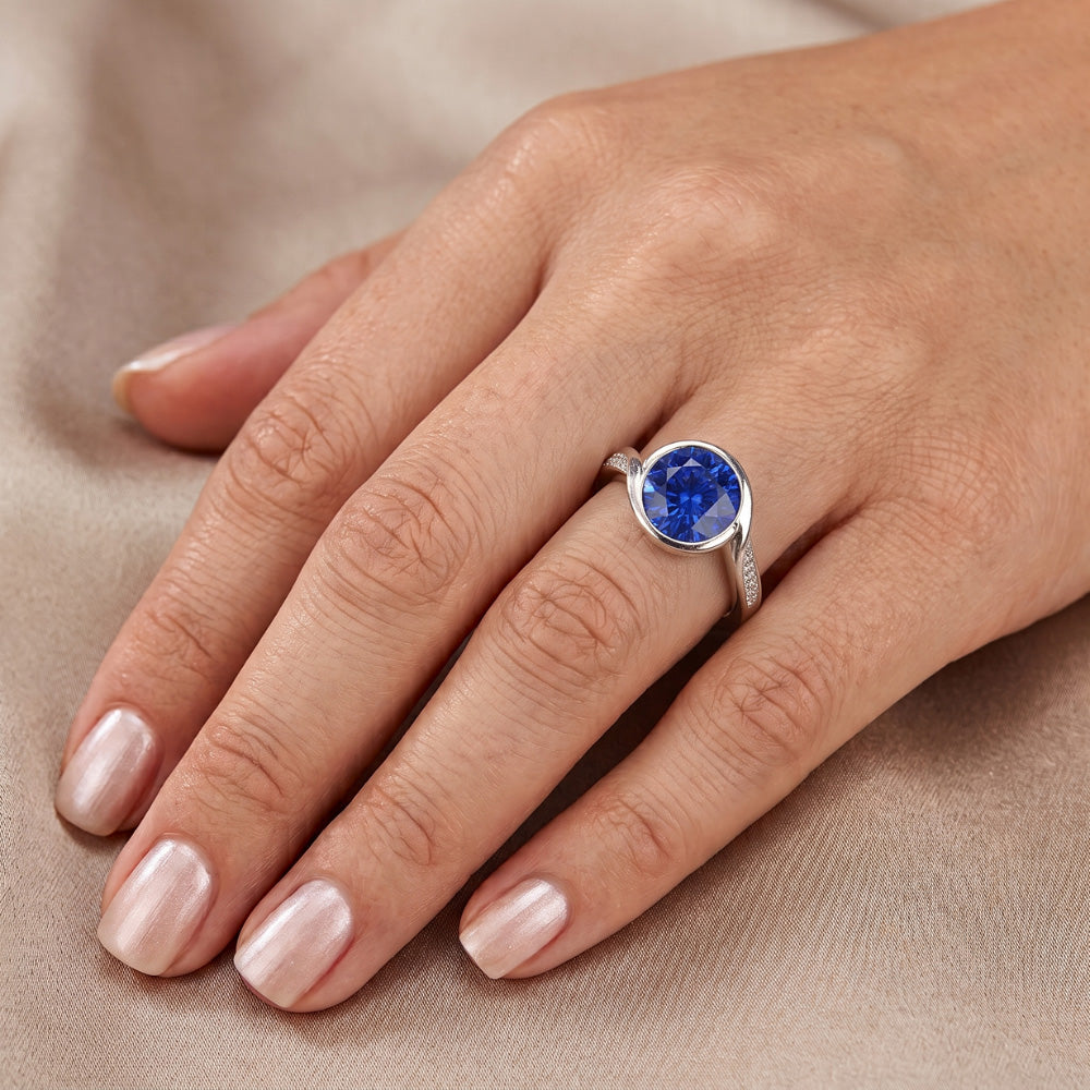 Natural Sapphire Ring 2.50ct - White Gold 14K