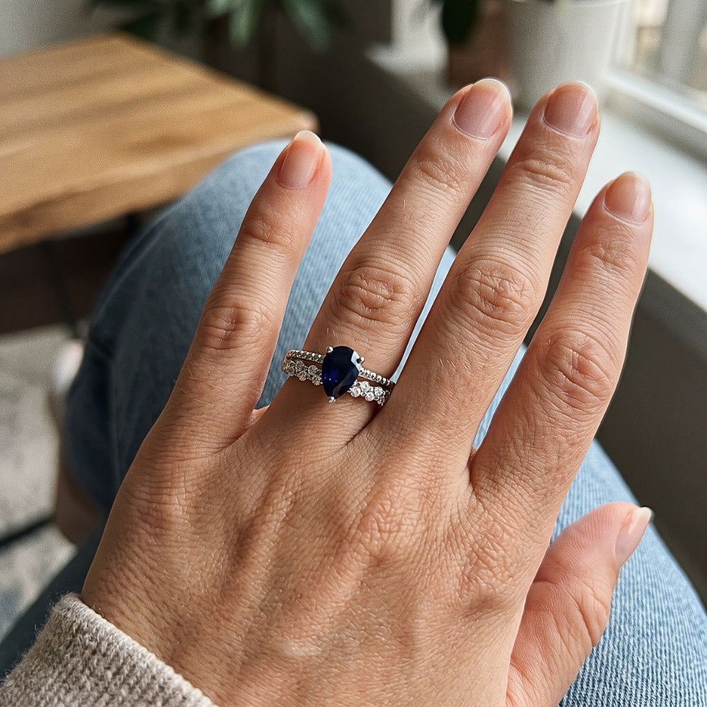 Natural Sapphire Ring 2.50ct - White Gold 14K