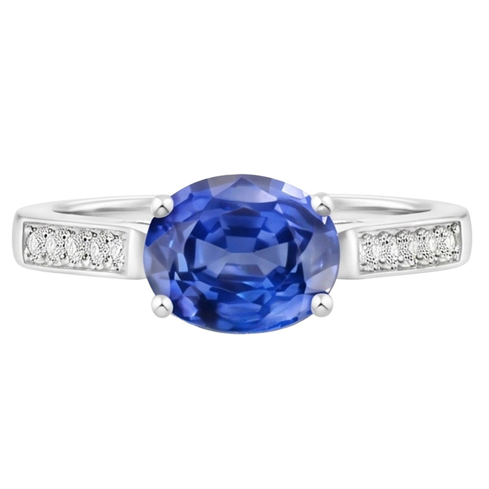 Natural Sapphire Ring 2.60ct - White Gold 14K