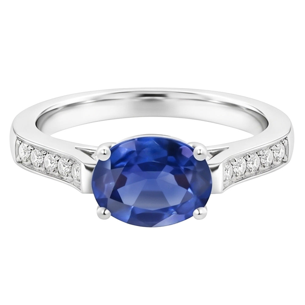 Natural Sapphire Ring 2.60ct - White Gold 14K