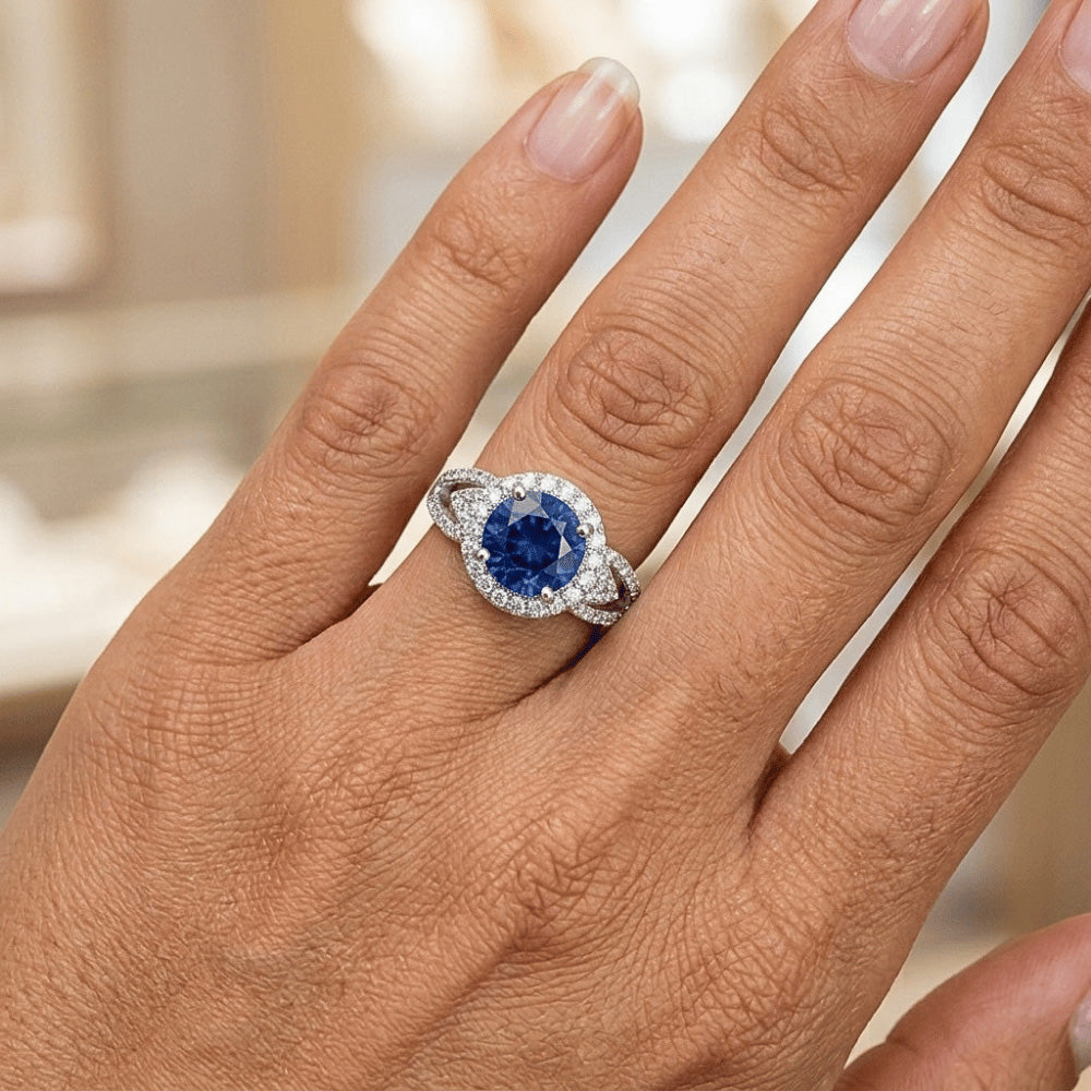 Natural Sapphire Ring 2.65ct - White Gold 14K