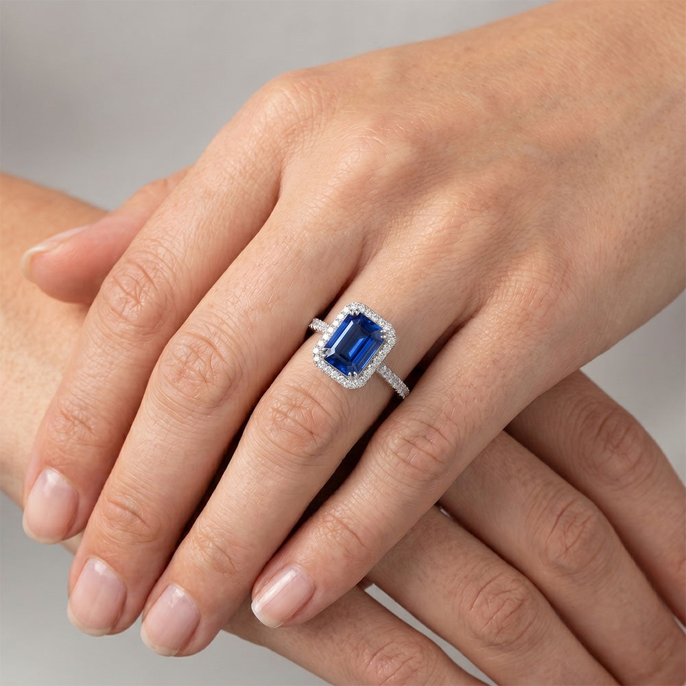 Natural Sapphire Ring 2.70ct - White Gold 14K