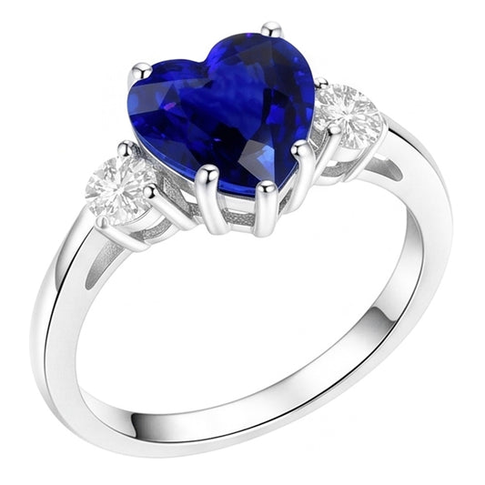 Natural Sapphire Ring 2.75ct - White Gold 14K