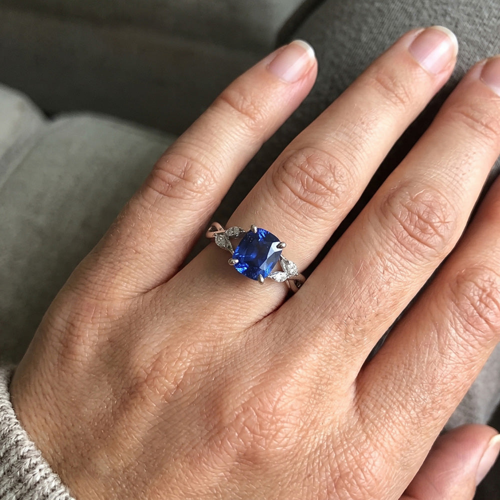 Natural Sapphire Ring 2.75ct - White Gold 14K