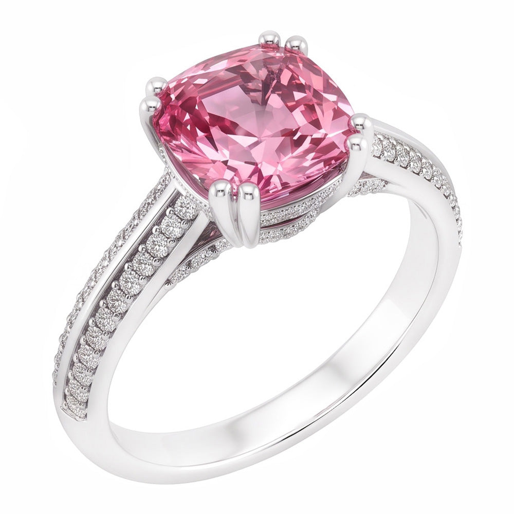 Natural Sapphire Ring 2.81ct - White Gold 14K