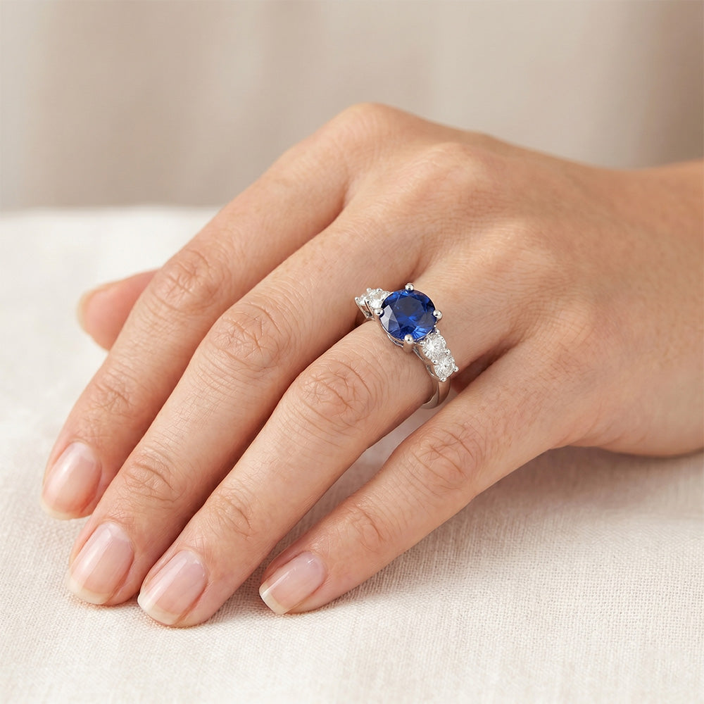 Natural Sapphire Ring 2.90ct - White Gold 14K