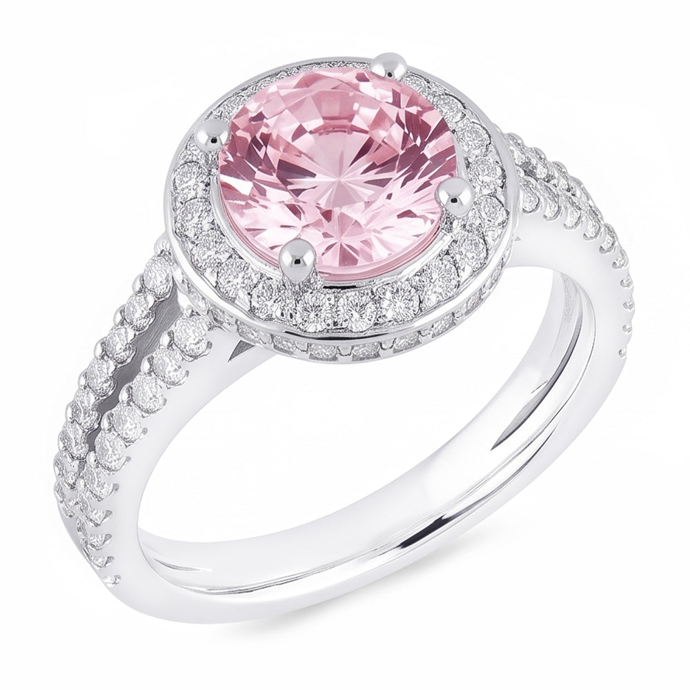Natural Sapphire Ring 2.91ct - White Gold 14K