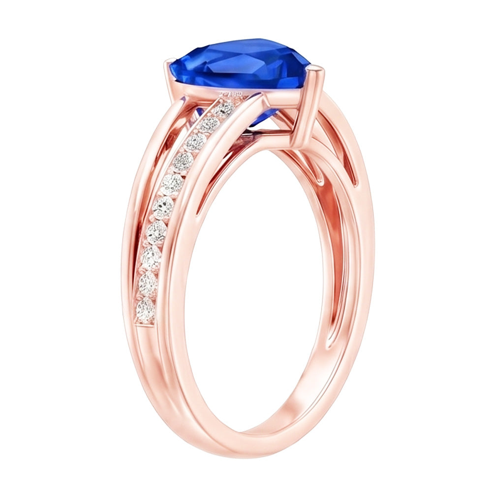 Natural Sapphire Ring 2ct - Rose Gold 14K