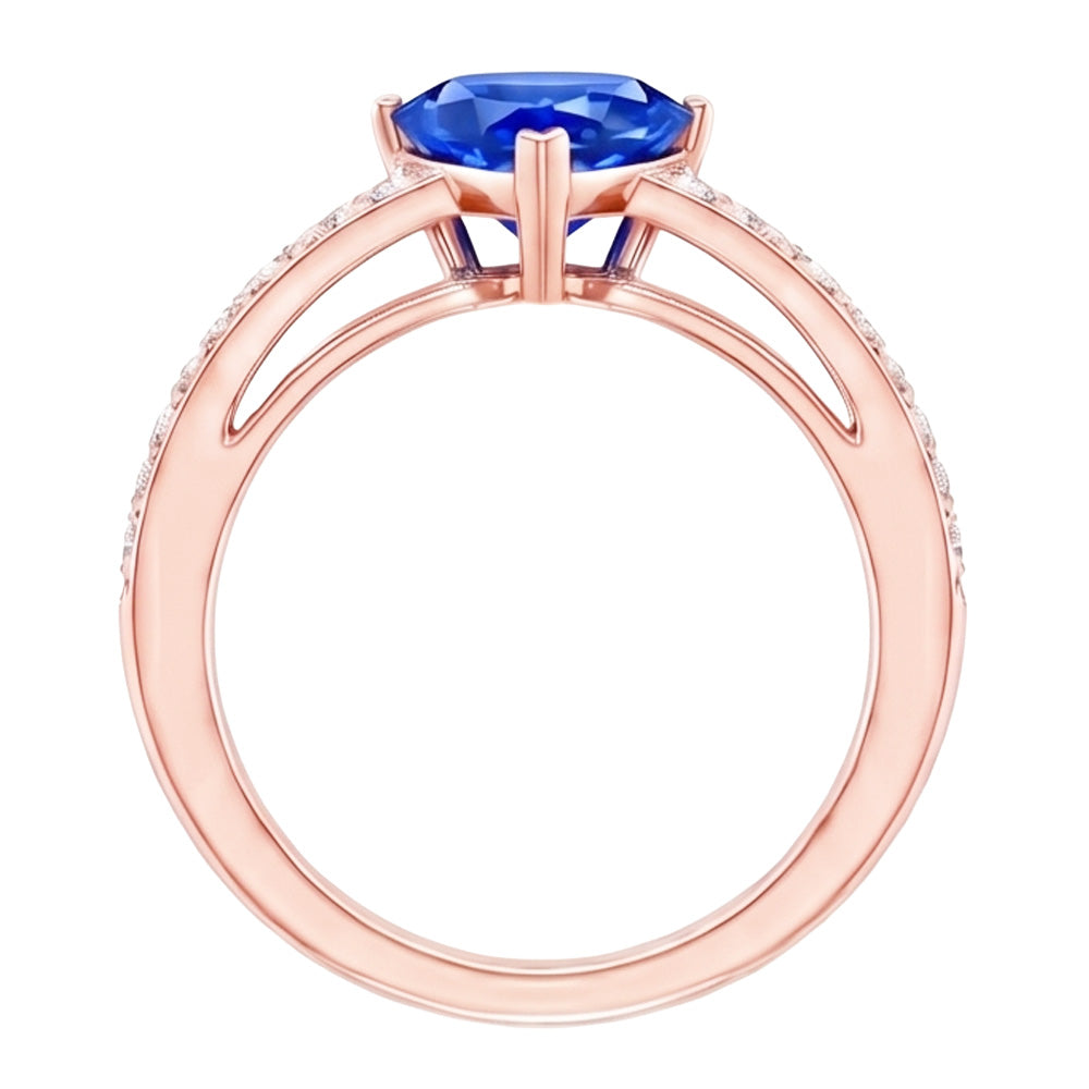 Natural Sapphire Ring 2ct - Rose Gold 14K