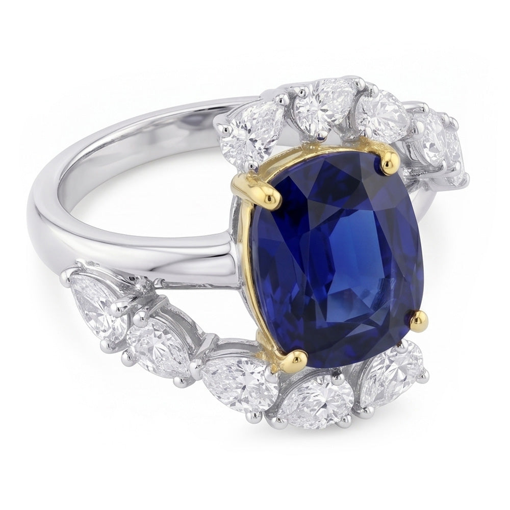 Natural Sapphire Ring 2ct - Two Tone 14K Gold