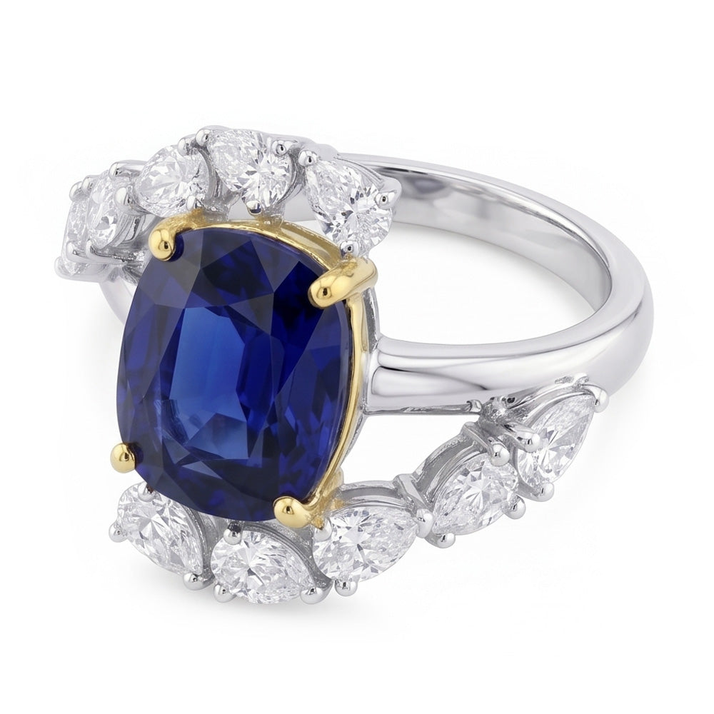 Natural Sapphire Ring 2ct - Two Tone 14K Gold