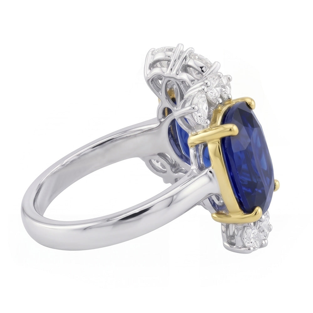 Natural Sapphire Ring 2ct - Two Tone 14K Gold