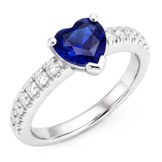 Natural Sapphire Ring 2ct - White Gold 14K