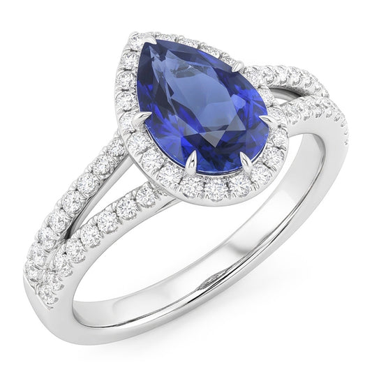 Natural Sapphire Ring 2ct - White Gold 14K