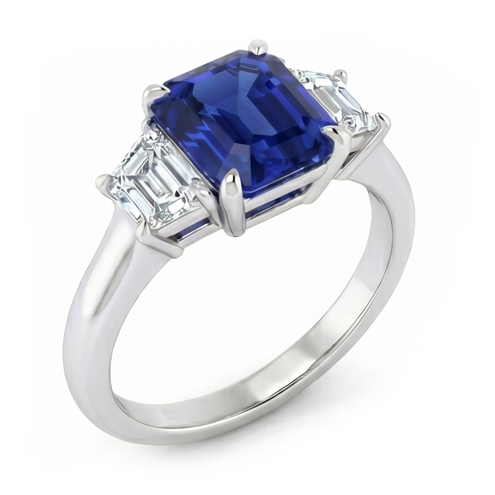 Natural Sapphire Ring 2ct - White Gold 14K