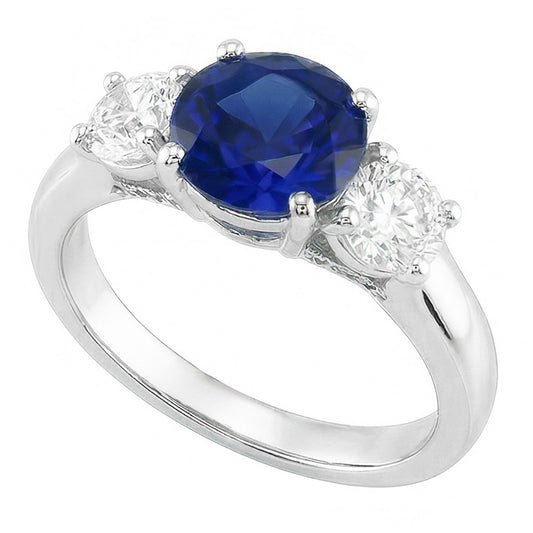 Natural Sapphire Ring 2ct - White Gold 14K