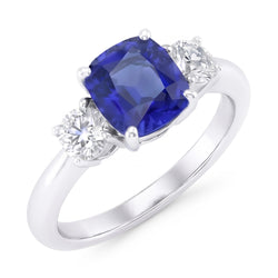 Natural Sapphire Ring 2ct - White Gold 14K