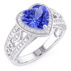 Natural Sapphire Ring 2ct - White Gold 14K