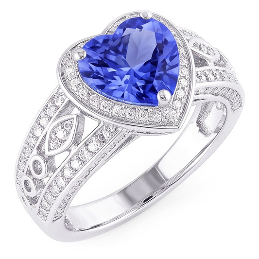 Natural Sapphire Ring 2ct - White Gold 14K